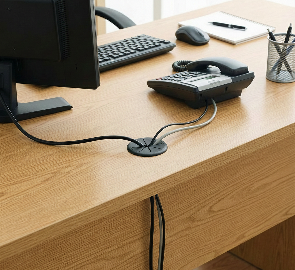 Flexigrom Cable Access Grommet in Desk